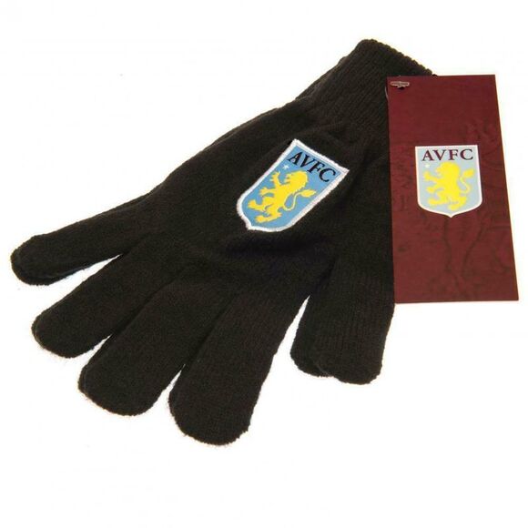 Aston Villa FC Childrens/Kids Knitted Gloves / Black - Picture 3 of 3